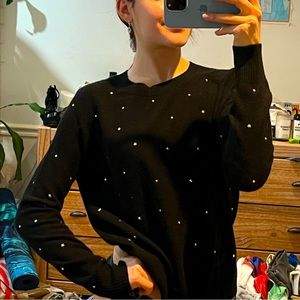 Black star imprinted cashmere sweater